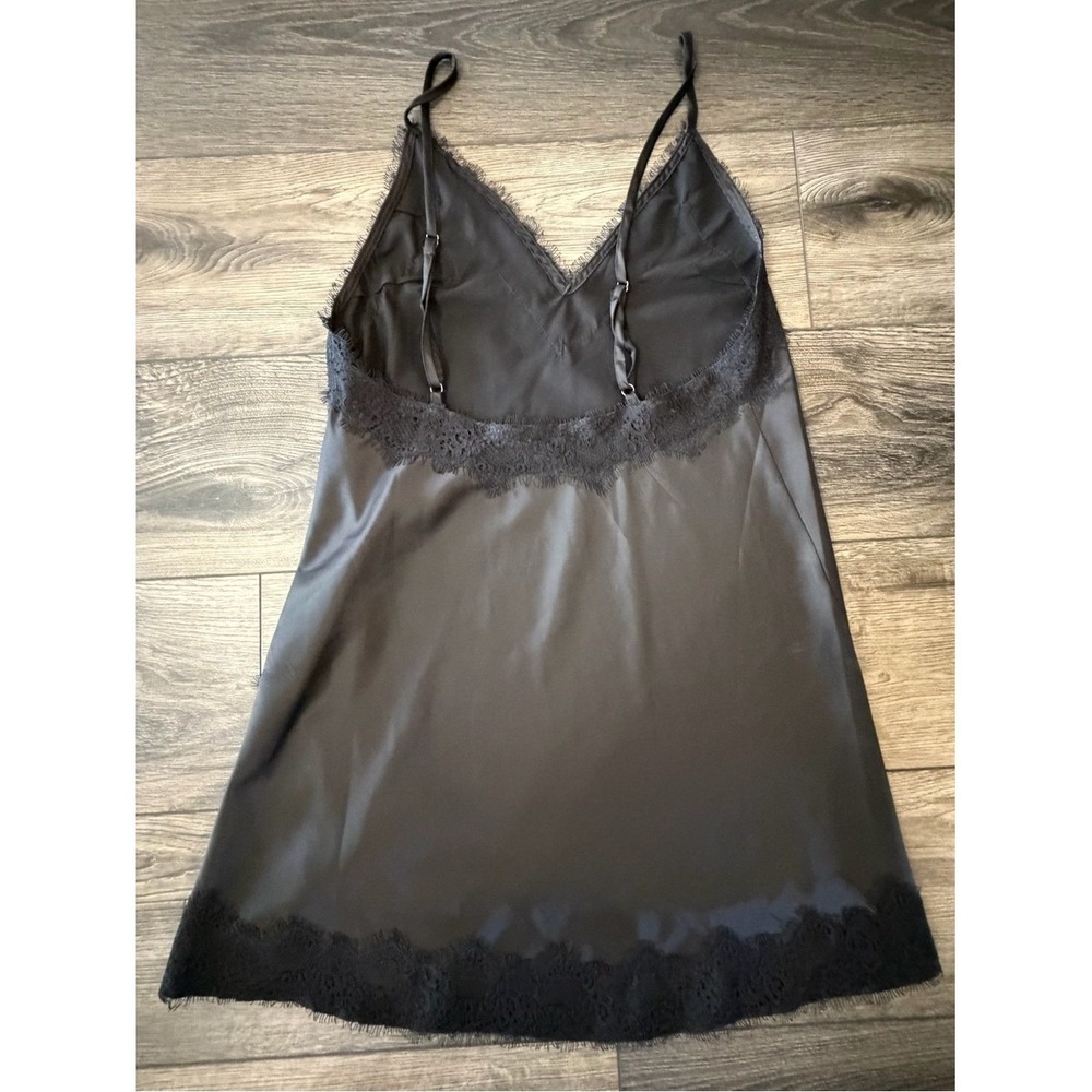 Rumours Lace Trim Satin Slip Dress Black Medium Lingerie Nightwear Loungewear - Picture 2 of 16
